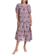 Red Valentino Printed Tiered Midi Dress Women's Purple 38