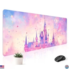 Kawaii Castle XXL Mousepad - 30x12'' Gaming Desk Mat for Girls - Cute Design