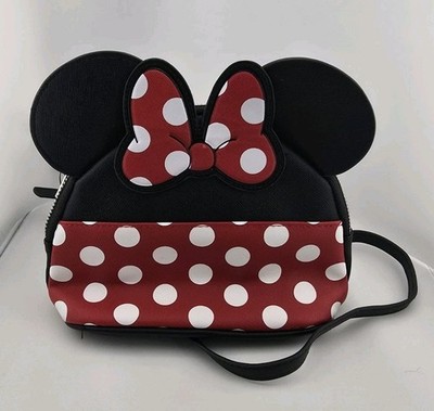 Disney Mini Mouse Crossbody Purse Bioworld Red Black Classic Polka Dot Ears 