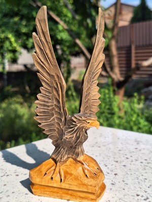 ORIGINAL Eagle Vintage Sculpture USSR Hand carved Home decor1960 Wooden figurin