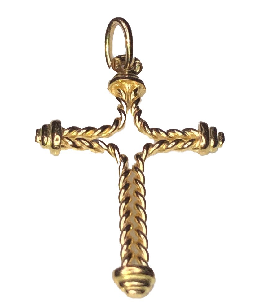 18K Solid Yellow Gold Simplistic Twisted Rope Des… - image 1