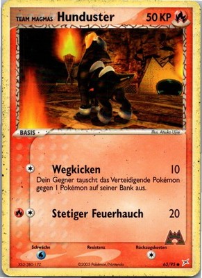 Pokémon Hunduster 63/95 EX Team Magma vs Team Aqua 2005 Deutsch