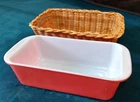 Vintage Pyrex Flamingo Pink 1 1/2 QT Bread Pan Dish #213 USA Very NICE Basket