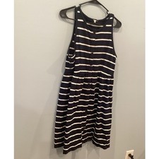 J.Crew Womens Tank Dress Size Medium Navy Blue Striped Nautical Preppy Cotton