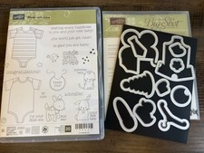 Stampin Up Cling Mount Set Made with Love  Baby's First Framelit Dies