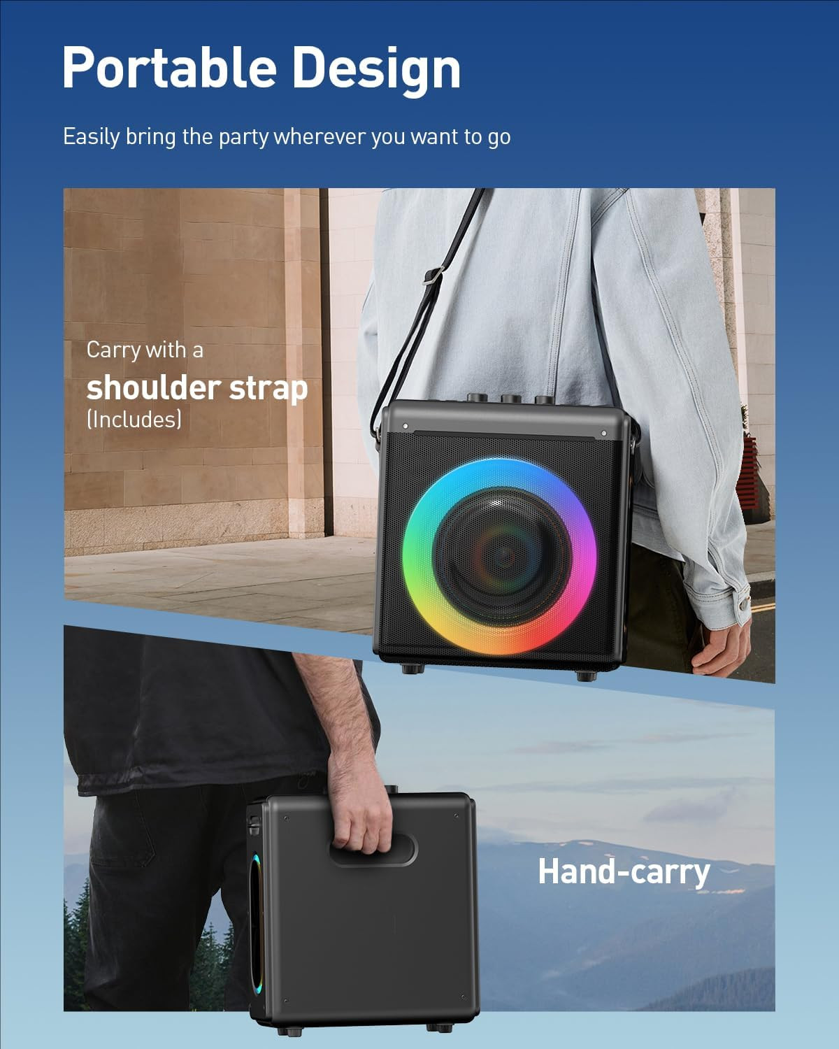 Portable Karaoke Machine with 2 Wireless Microphones and Bluetooth Speaker