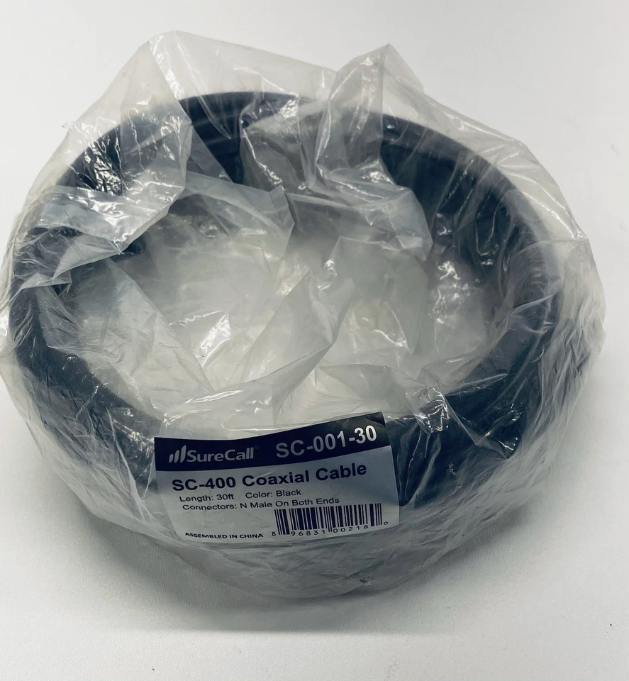 SureCall 30' SC400  Low Loss Coax Coaxial Cable N-Male - Black | SC-001-30 - Image 2 of 2