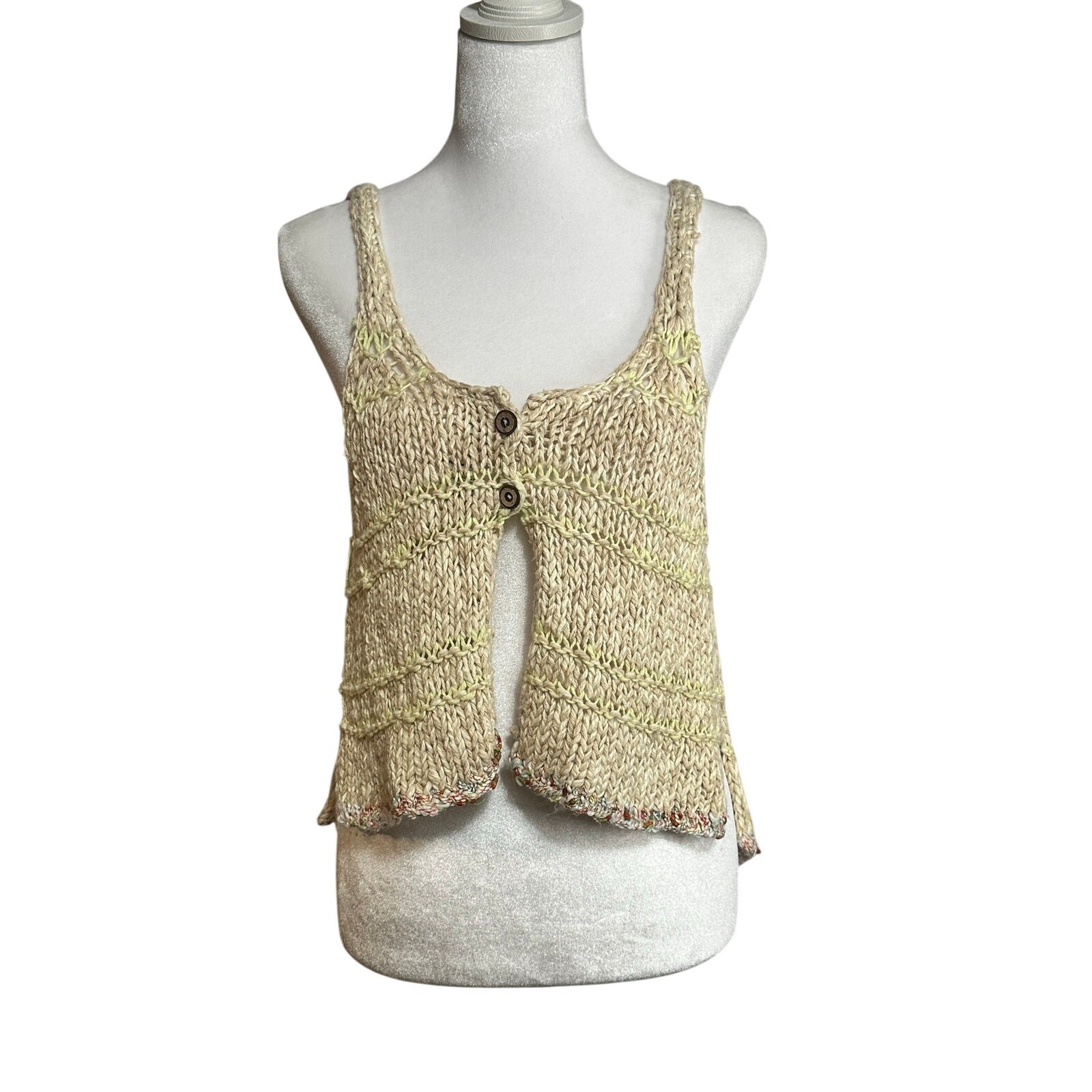Free People cream crochet tank top