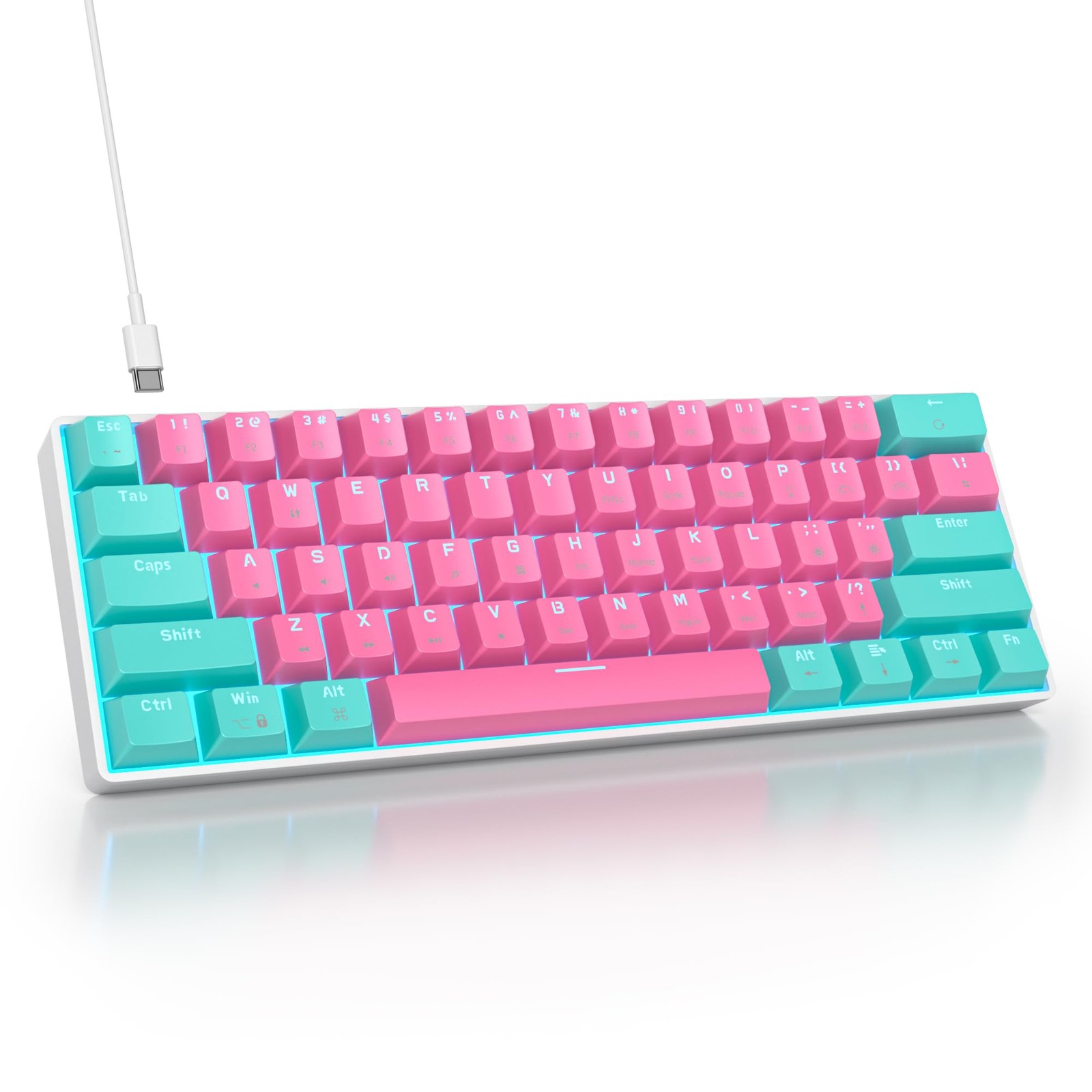 60 Percent Gaming Keyboard 61 Keys Wired Mechanical Red Swit