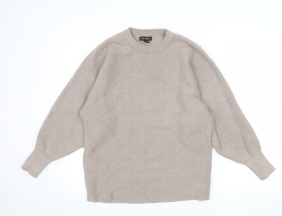 QED London Damen Pullover Beige Rundhals Relaxed Fit Rippstrick S