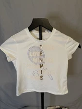 New-Sleeve Graphic T-Shirt - White Tennis Anagram By Prince- Girls Size XS (6/7)