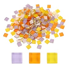 300Pcs Glass Mosaic Tiles, Square Crystal Mosaic(0.4 x 0.4 Inch, Pastel)