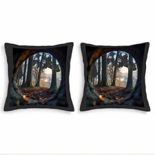 Serene Forest Scene Throw Pillow Covers - Set of 2 18x18in Cushion Cases