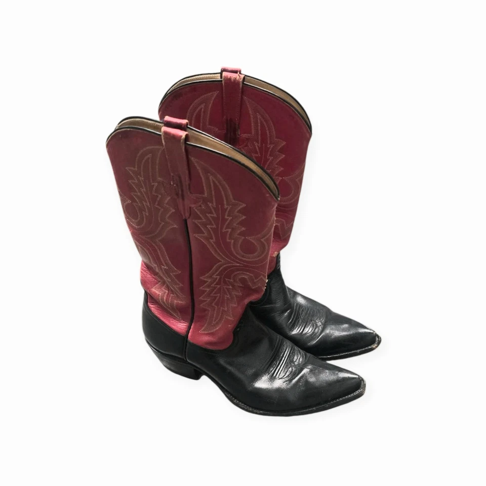 Мужские ковбойские сапоги Rios Of Mercedes Texas вишневые красно-черные с заостренным носком 9D  - Изображение 3 из 4