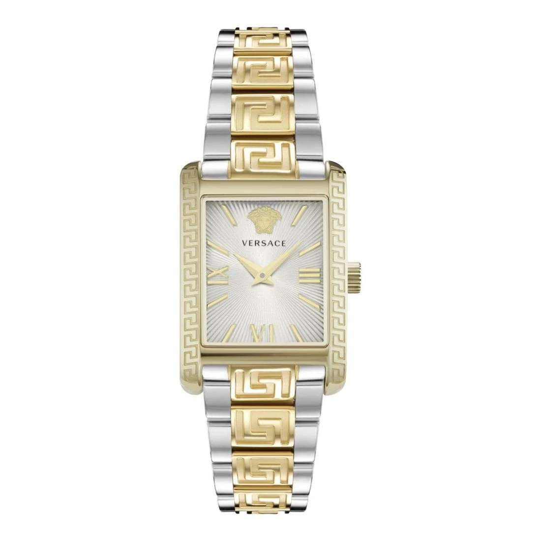Orologio donna Versace Tonneau bicolore quadrante argento quarzo VE1C00621