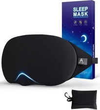 Mavogel Cotton Sleep Eye Mask - Updated Design Light Blocking with Black 