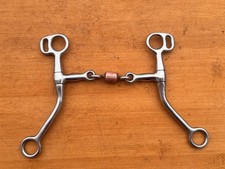 Stainless Steel Western Horse Bit with a 3 Piece Dog Bone Mouth  Copper Roller