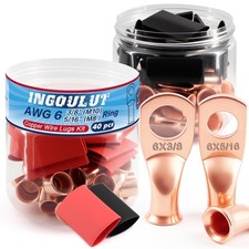 20 PCS AWG 6 Gauge 5/16 3/8 Copper Wire Lugs Battery Cable End Ring Terminal ...