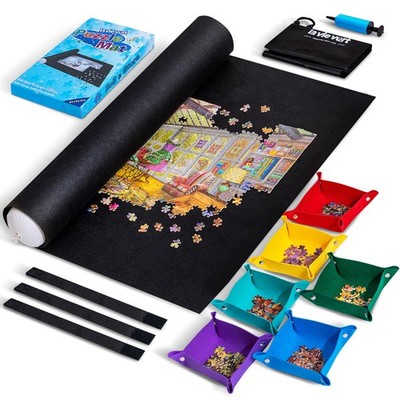 Lavievert Jigsaw Puzzle Mat Roll Up with 6 to 2000 pieces, Black, Blue 