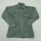 Vintage Army Shirt Mens 14 S Green OG-107 Sateen Vietnam 70s Military Distressed