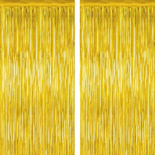 2 Pack Gold Foil Fringe Curtains Photo Backdrop 2025 Party Decor Tinsel 3.2x7ft