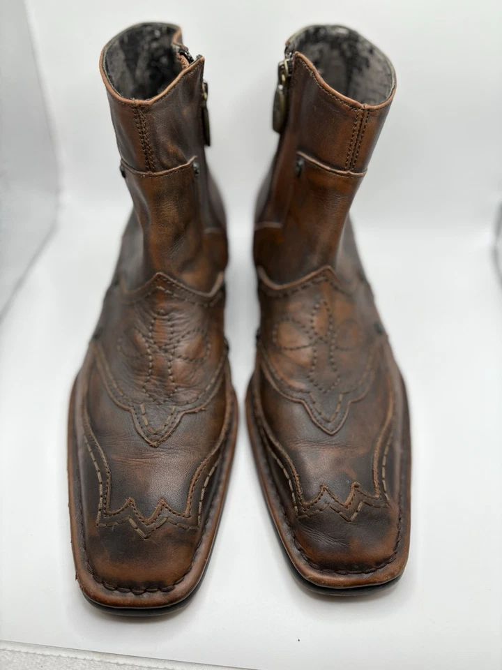 Botas de salón Mark Nason Chukka para hombre talla 8,5 cremallera lateral marrón Rock N Roll Foto 3 de 4