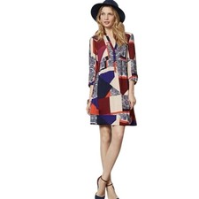 Maeve Anthropologie Taryn Patchwork Dress US 4 Viscose Rayon Shift Paisley Tunic
