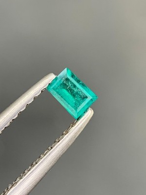 0.10/Ct,Extremely Rare Exquisite, Natural Bluish Green/Teal,Emerald Shaped .