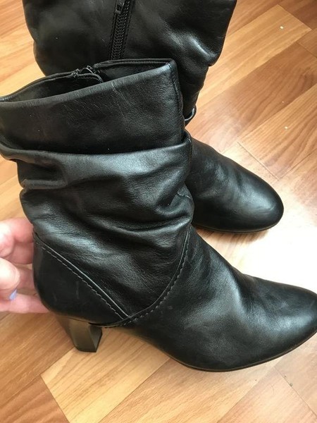 Women Gabor Ankle Boots Black Leather 37.5 #7ULQ
