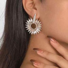 Clear Crystal Rhinestone Chandelier Drop Dangle Earrings Women Gold Wedding