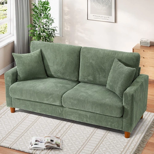 2 / 3 Seater Teddy Velvet Sofa with 2 Pillows Couch Love Seat Settee Green achats Gray