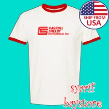 Carroll Shelby CS Racing Car Men's Ringer Red Size S to 3XL