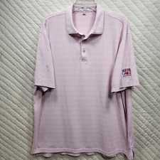 Peter Millar Summer Comfort Shirt Mens XXL 2XL Pink Striped Polo Golf Stretch