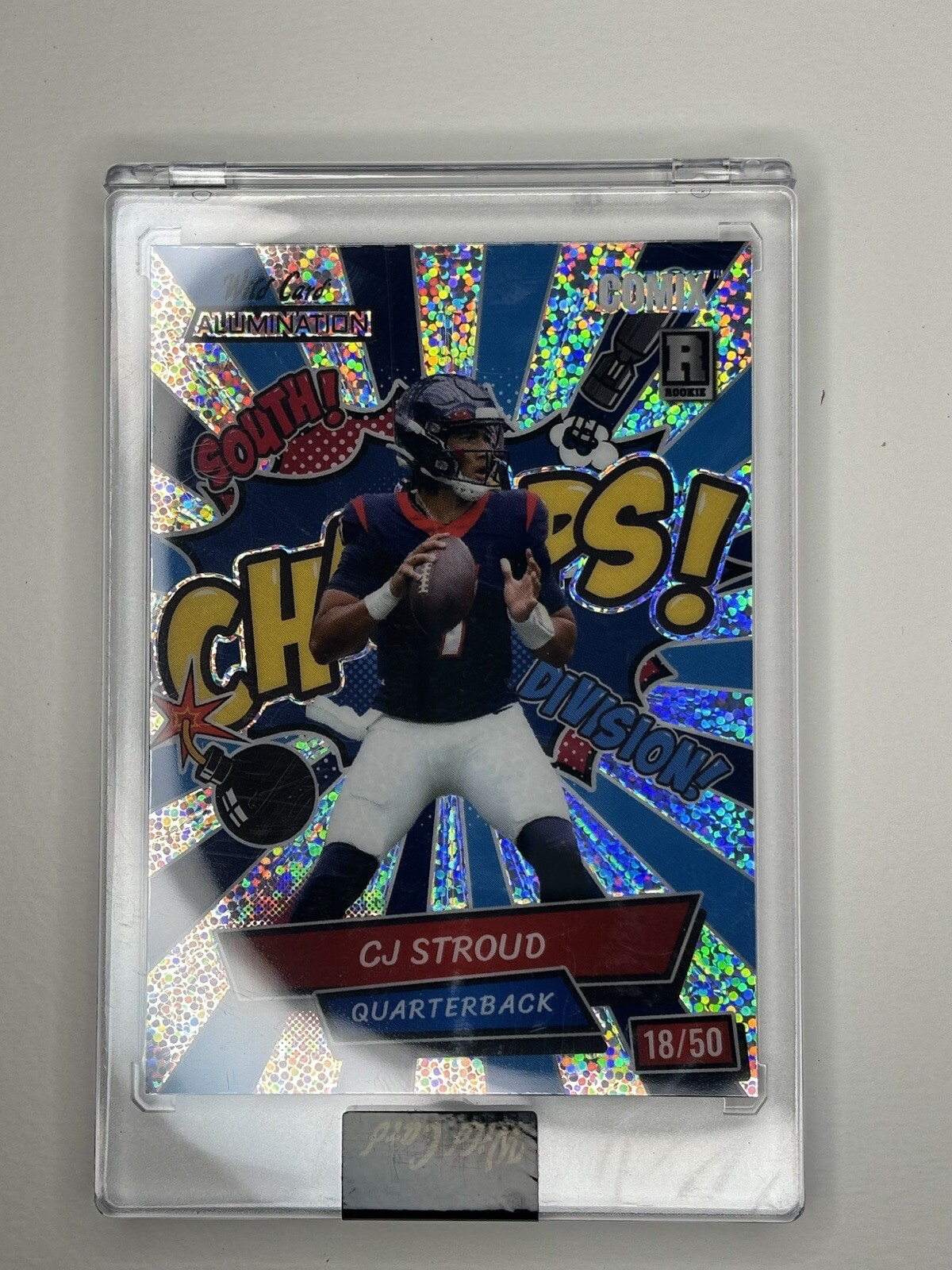 2023 WILD CARD CJ Stroud Rookie Auto 1/3 Champs Comix argent holo