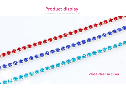 10 Meter Crystal Rhinestone Trim Beaded Ribbon Silver Close Chain Sewing DIY - Picture 7 of 24