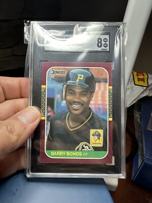 1987 Donruss Opening Day Barry Bonds ERROR RC Johnny Ray SGC 8