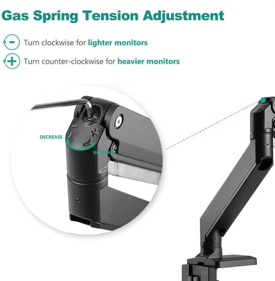 WALI Single Monitor Spring Desk Mount Heavy Duty Aluminum Adjustable 35 in 33 lb - Image 4 of 4