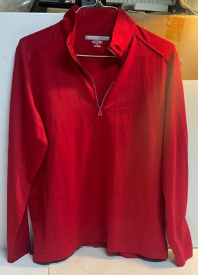 Greg Norman Play Dry Men s Red Mock Neck 1/4 Zip Golf Shirt M - Long Sleeve