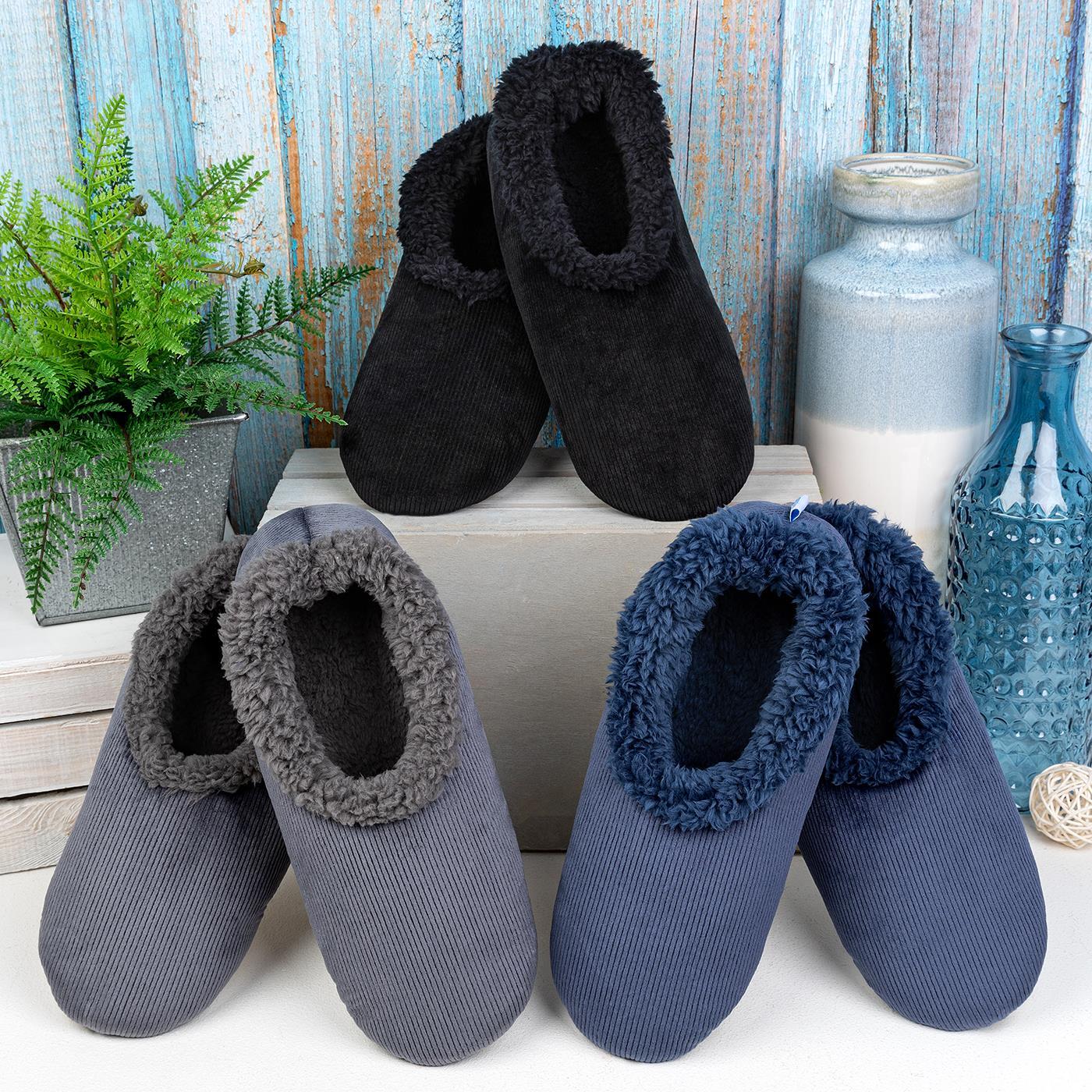 SAOLA Snoozies! Pantofole da uomo in pile Sherpa con suola antiscivolo velluto a coste spazzolato