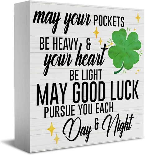 Funny St Patricks Day Shamrock Decor Desk Decor Wooden Box Sign St Patricks Day