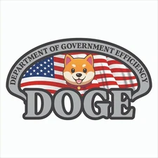 Doge Sticker, Department of Government Efficiency Water Bottle, Grey 6"x3.5"
