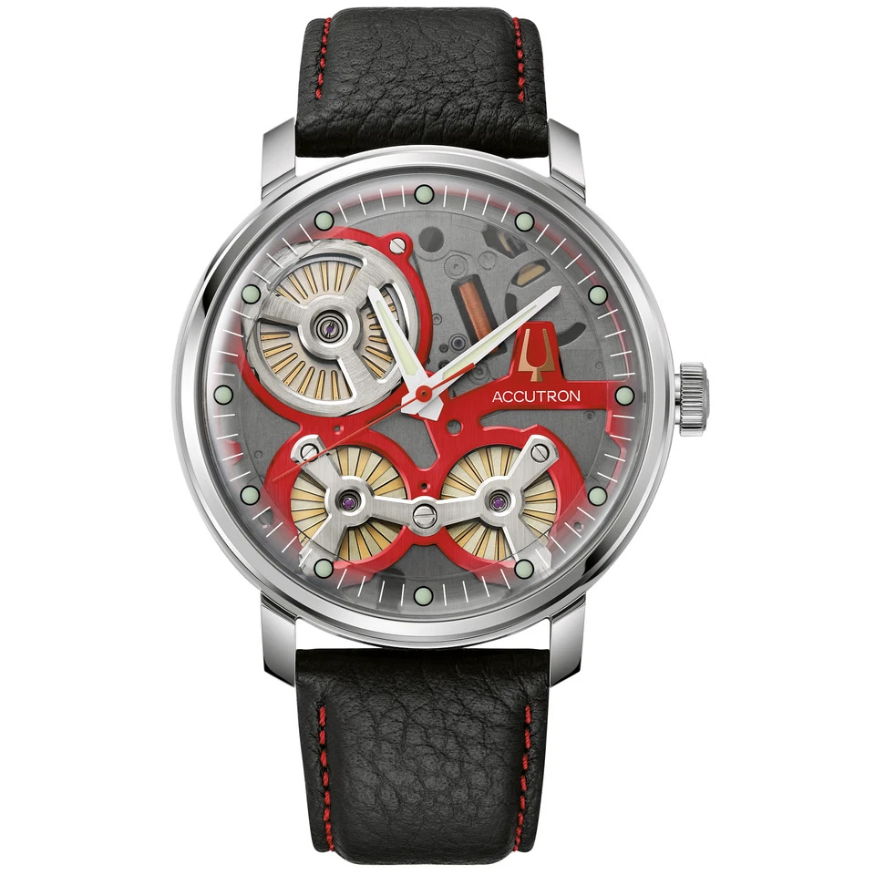 Nuevo movimiento electrostático raro Accutron Spaceview 2020 - barra roja - solo 60 piezas hechas Foto 3 de 4