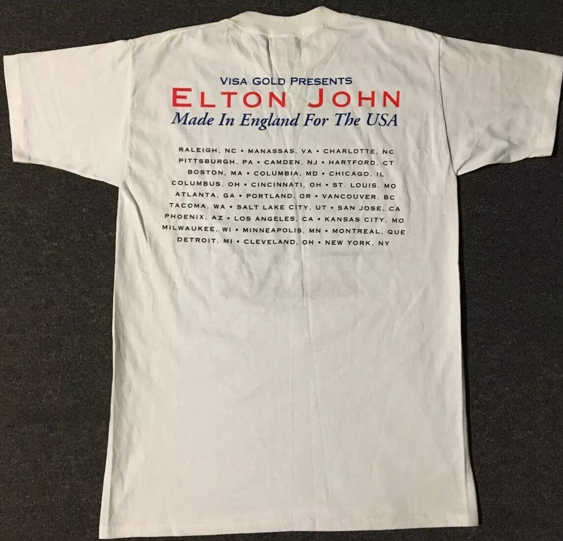 Vtg 90s Elton John Made In England Tour Shirt L Concert Rock Band