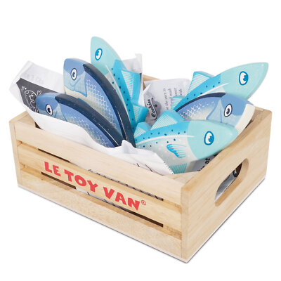 Frischfisch Marktkiste / Fresh Fish Market Crate aus Holz von Le Toy Van (TV184)