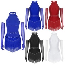 Women Dresses Magician Unitards Tango Leotards Ballroom Costume Latin Dance