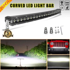 Curved 20" 26" 32" 38" 44" 50"Slim LED Work Light Bar Spot Flood Driving SUV ATV