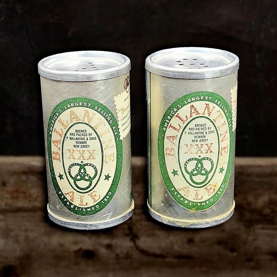 Ballantine Ale Salt And Pepper Shakers Advertising MCM Newark NJ