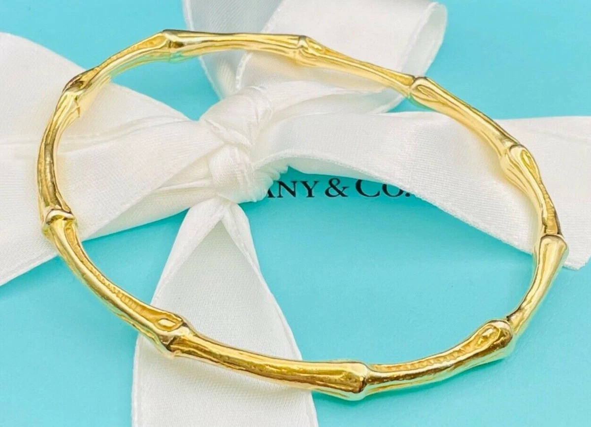Tiffany Co Circa 1996 RARE Bamboo Bangle Bracelet in 18K Yellow