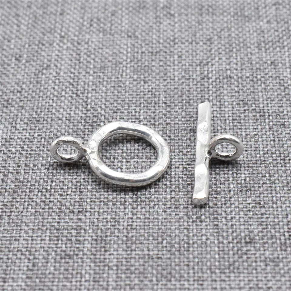 4 juegos de broches de palanca martillados circulares de plata de ley 925 para collar de pulsera Foto 3 de 4