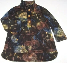 NWT John Mark Black WISHING ON A DANDELION Patched Pocket Knit Tunic S Blue/Gold